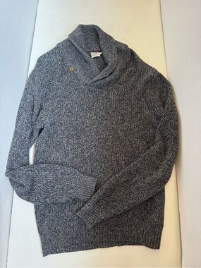 Faherty Shawl Collar Marled Knit Sweater Heathered Gray large